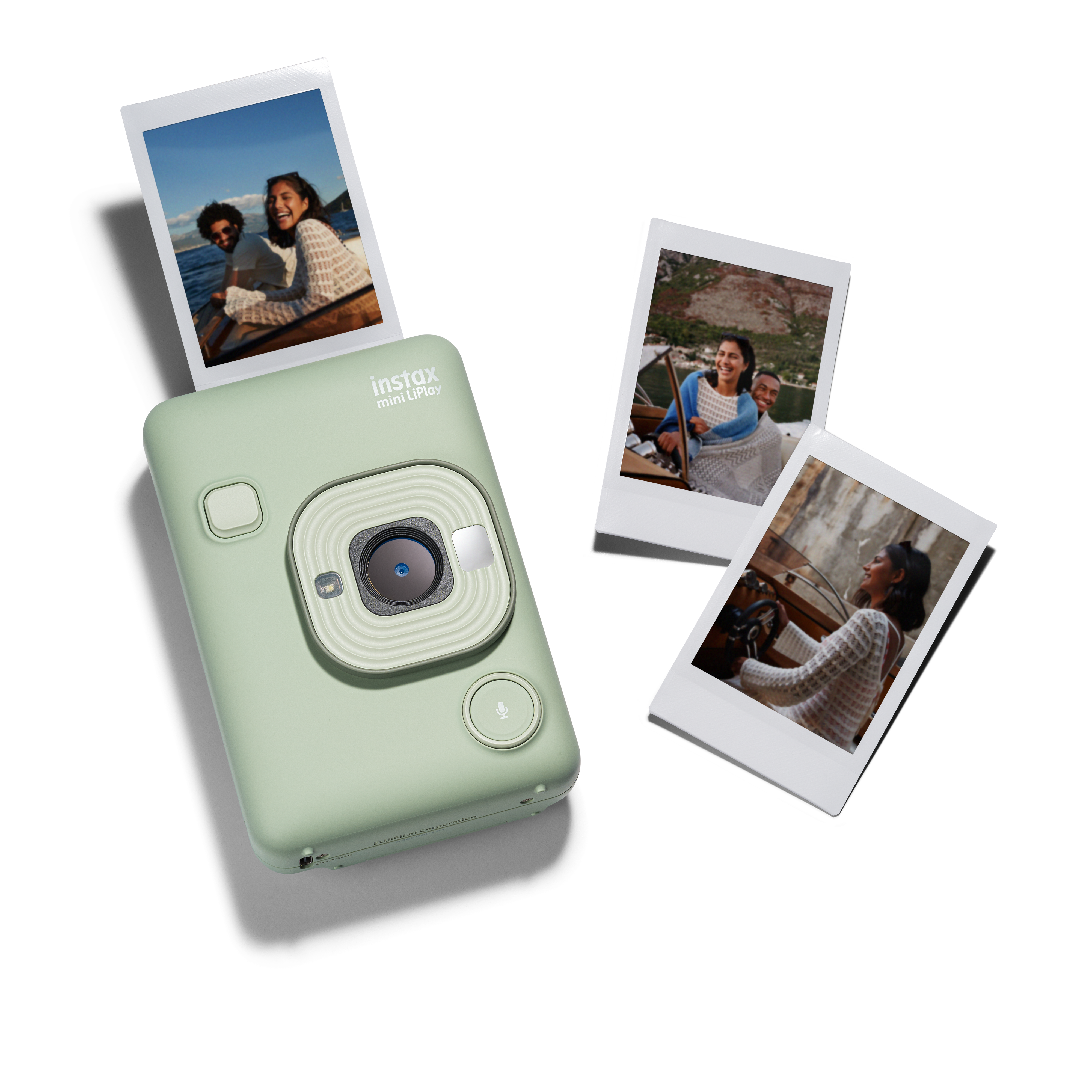 (PNG) instax mini LiPlay - promotional images - 13 LiPlay With Prints - Matcha Green.png